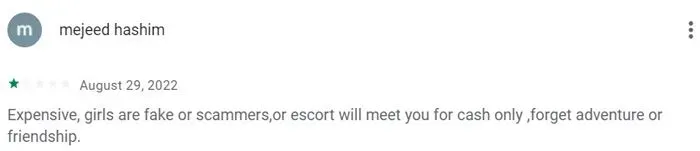 1-star Google Play review for TravelGirls dating app