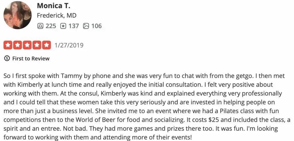 5-star MatchPro Yelp review