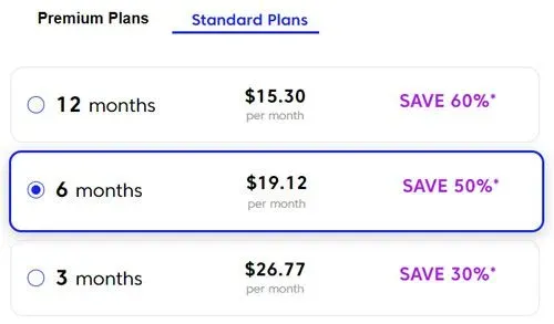Match cost for a standard subscription