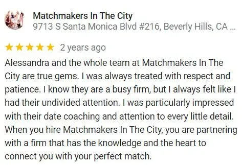 Matchmakers In The City review that's 5 stars on Google
