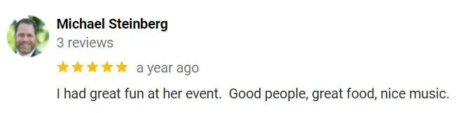 5-star Google review for an Amador Matchmaking event