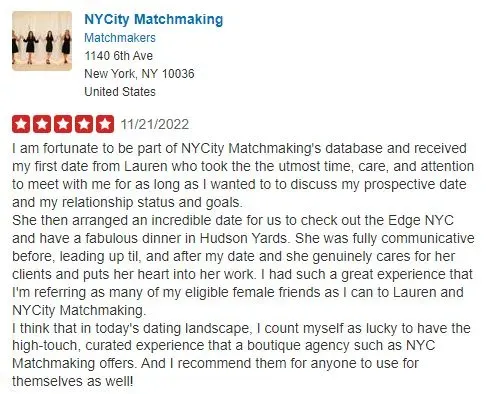 NYCity Matchmaking Yelp review
