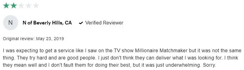 2-star Consumer Affairs review of Love And Matchmaking