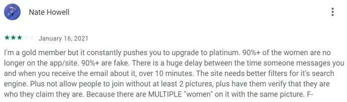 3-star FilipinoCupid app review on GooglePlay