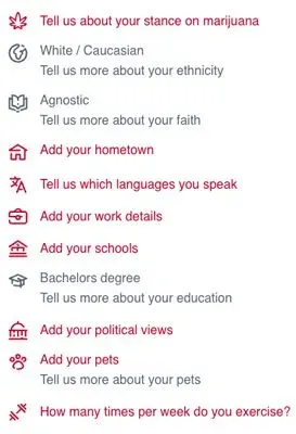 Profile details on OurTime