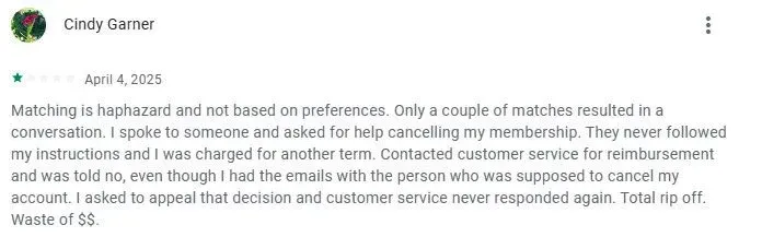 OurTime Google play review