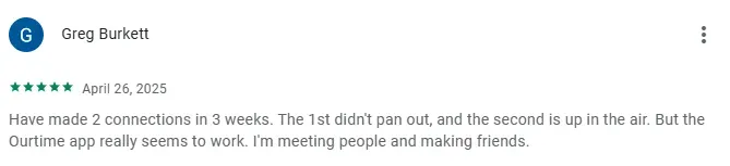 OurTime Google play review