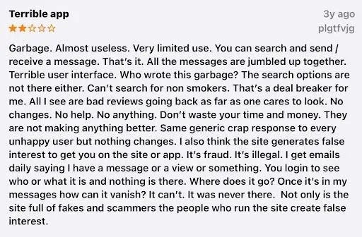 OurTime Google reviews