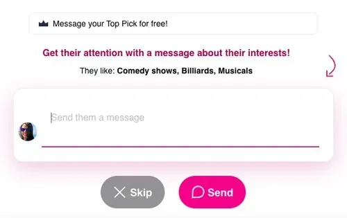 OurTime Top Pick free message