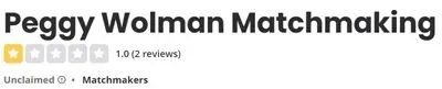 1-star Yelp rating for Peggy Wolman Matchmaking