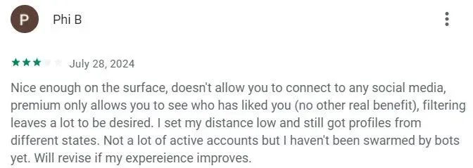 3-star Stir app review on Google Play