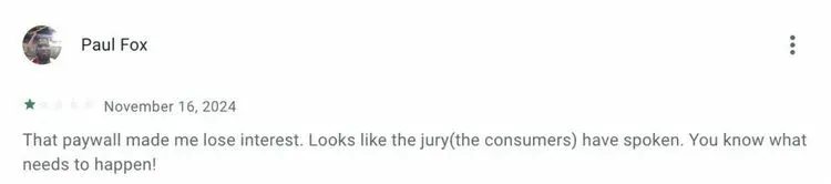 1-star Google Play review for Plug