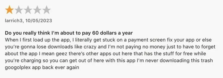 1-star Plug review on App Store