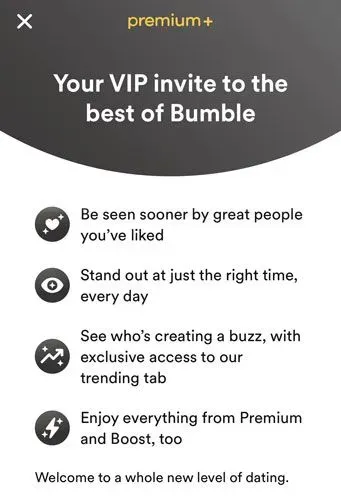 Bumble Premium Plus invite