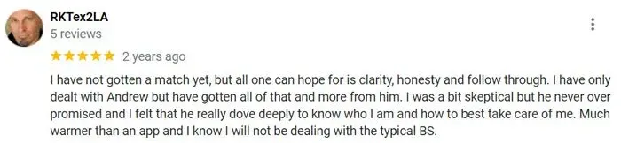 5-star Google review for AH Love Advisory