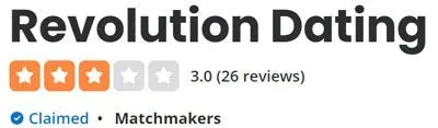 3.0 Yelp rating for Revolution Dating