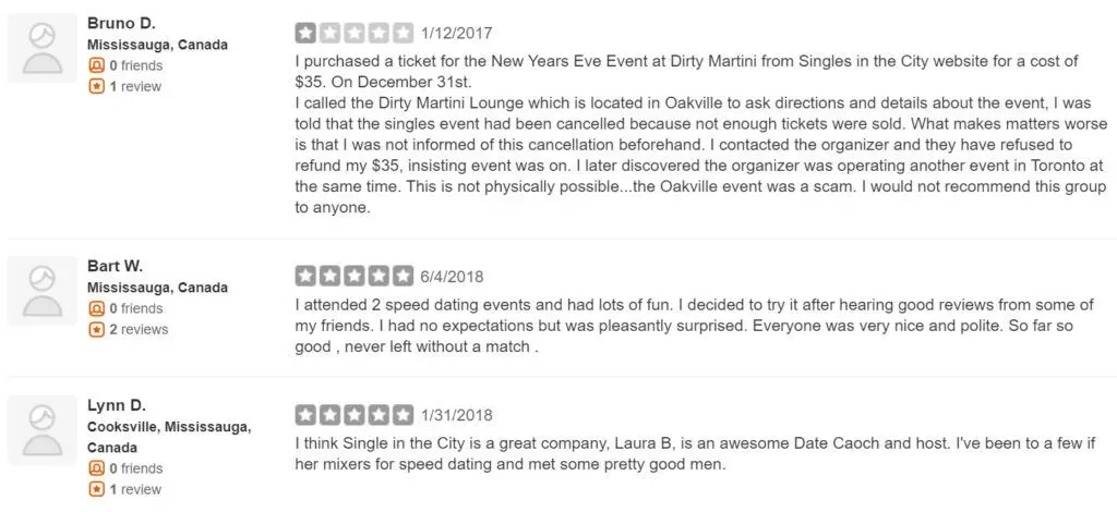 Single In The City Not Currently Recommended Yelp Reviews