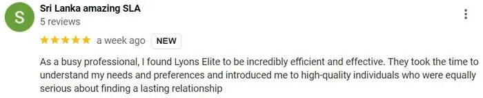 Lyons Elite 5-star Google review