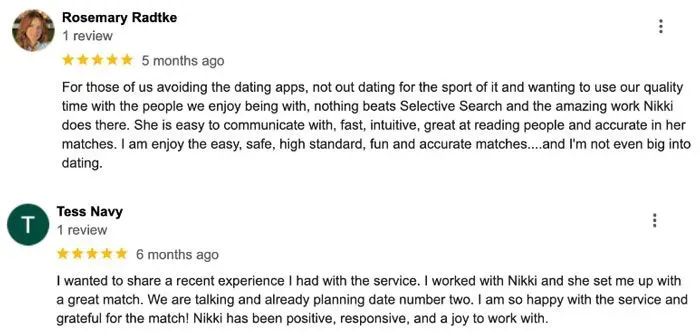 5-star Selective Search reviews on Google