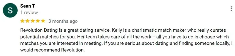 Revolution Dating 5-star Google review