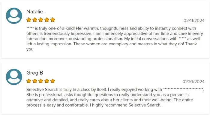 5-star Selective Search reviews on the BBB website