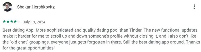 4-star Bumble review on Playstore