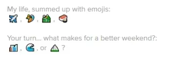 Short Tinder bio example with emoji