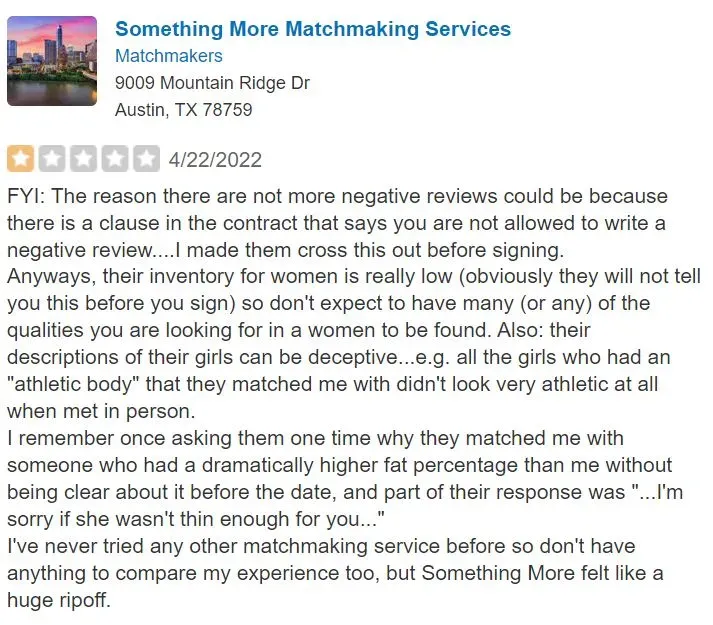 Something More 1-star Yelp review