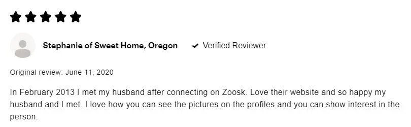 5-star Consumer Affairs Zoosk review