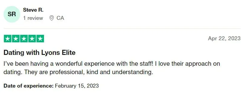 Lyons Elite 5-star Trustpilot review