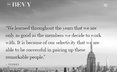 The Bevy offers luxury matchmaking to elite singles in select cities