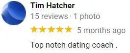 5-star review on Google for matchmaker Ella Scaduto