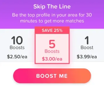 Tinder Boost cost