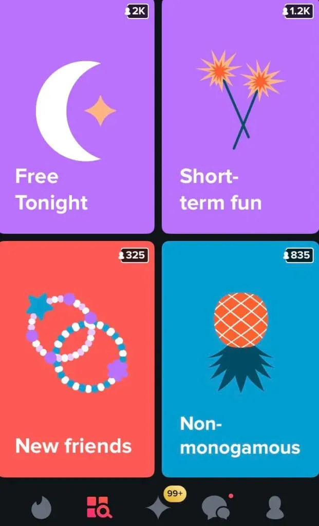 Tinder Explore relationship categories