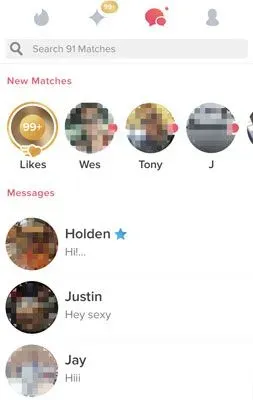 Tinder matches with a Superlike showing