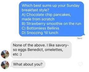 Tinder line about breakfast
