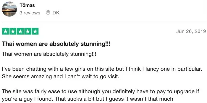 5-star Trustpilot review for ThaiCupid