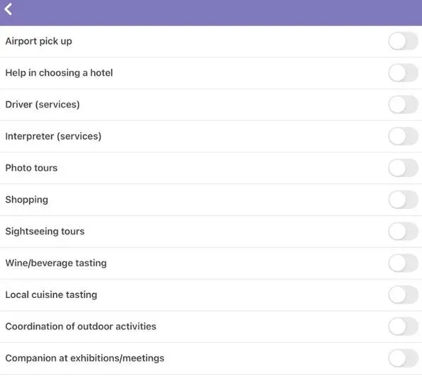 TourBar Guide Services options