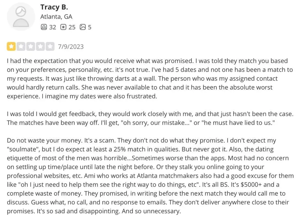 Single Atlanta Matchmakers 1-star review