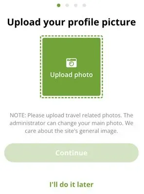 TravelGirls profile picture upload