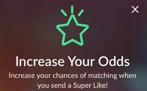 Super Like screen on Upward