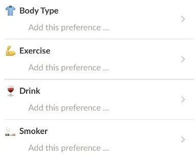 Menu of Upward preferences