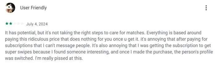 2-star user review on Playstore