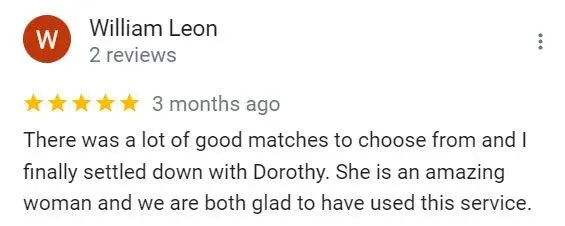 5-star Simply Matchmaking review on Google