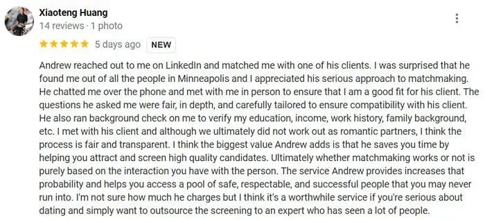 Andrew Hanson 5-star Google review