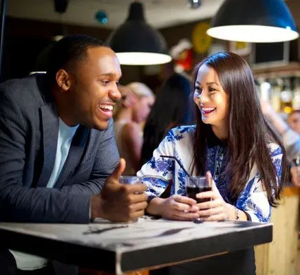 couple conversing on a date