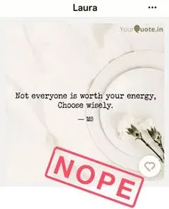 Example of a bad quote graphic in a dating profile