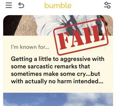 Example of a bad answer on Bumble