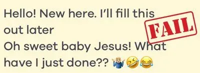 Example of a bad Bumble bio