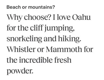 effective Beach or Mountains? prompt example